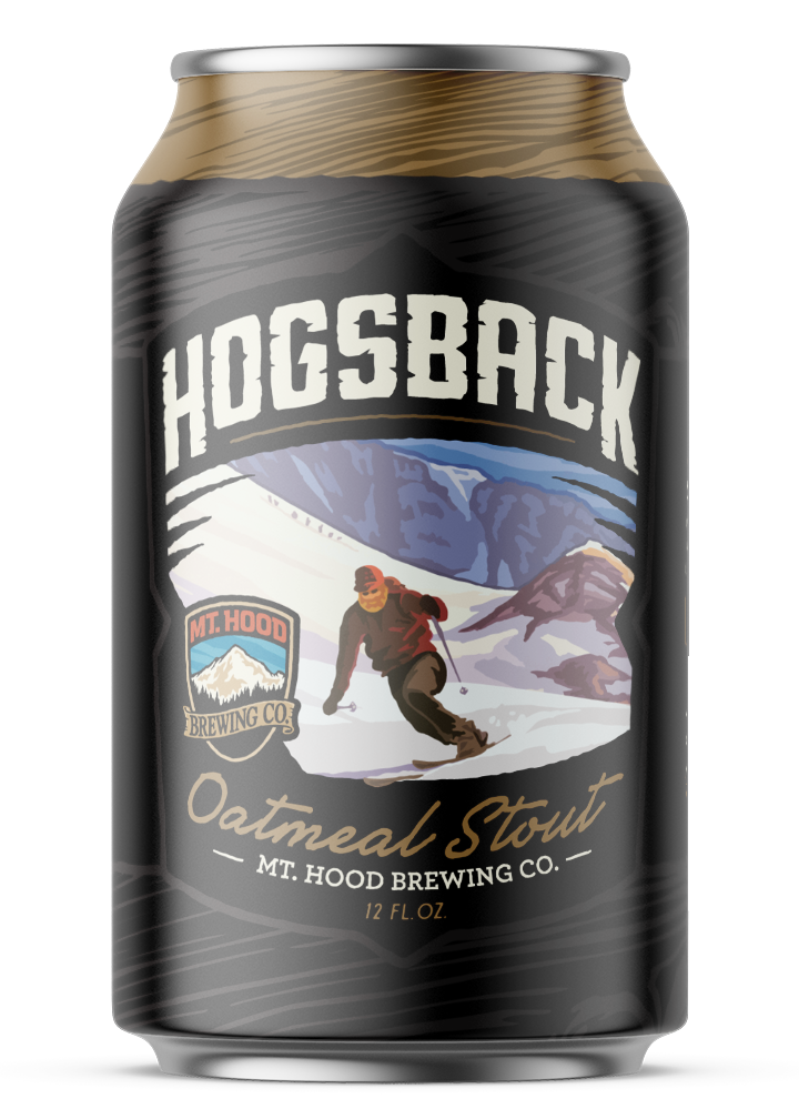 12OZ CAN OF MT. HOOD BREWING CO. HOGSBACK OATMEAL STOUT